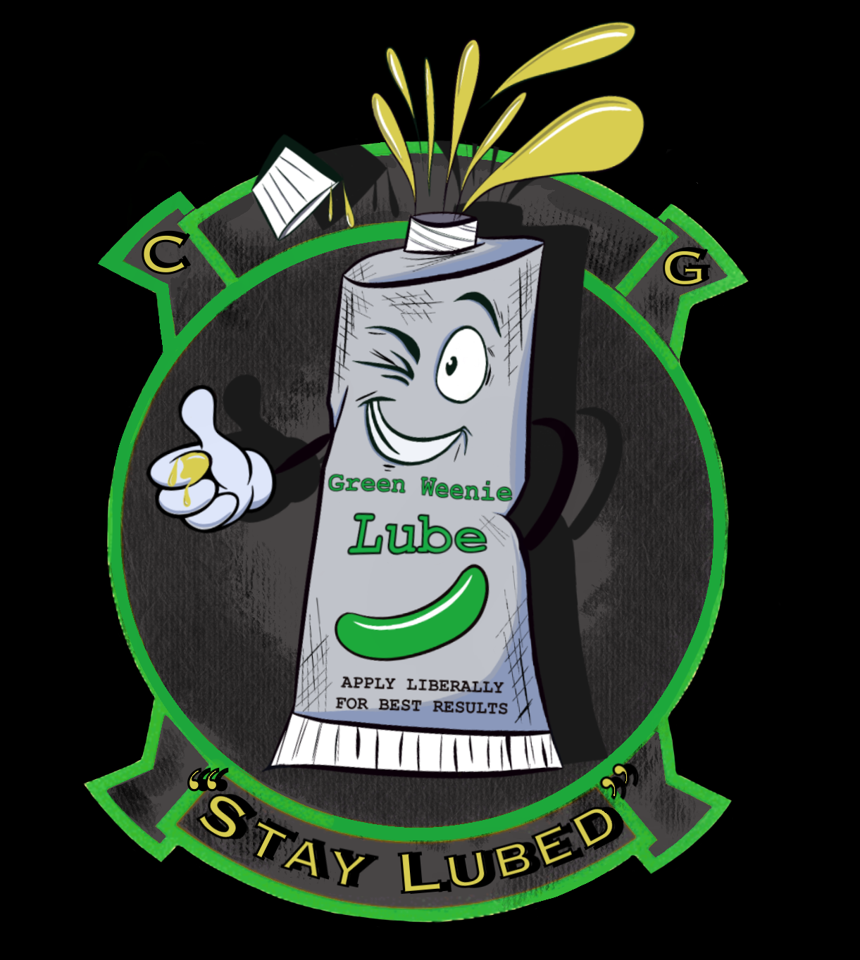 4" Green Weenie Lube Sticker